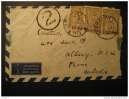 1943 To Albury Australia 3 Stamp On Air Mail Cover GREECE - Brieven En Documenten