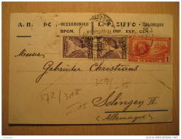 Salonique 1927 To Solingen Germany 3 Stamp On Card Greece - Cartas & Documentos