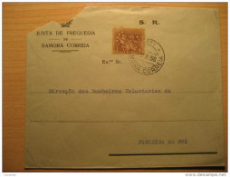 SAMORA CORREIA 1956 To Figueira Da Foz S.R. Bombeiros Fire Man Fireman Firemen Arm Postage Paid PORTUGAL Cover - Cartas & Documentos