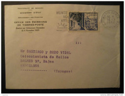 MONACO Monte Carlo Monte-Carlo 1956 To Barcelona Espagne Spain Sun Sol Cancel Cote D' Azur France - Covers & Documents