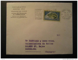 MONACO Monte Carlo Monte-Carlo 1963 To Barcelona Spain Espagne Soucoupe Plongeante Stamp Cote D' Azur France - Brieven En Documenten
