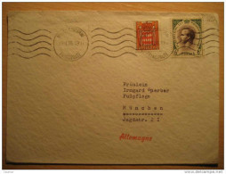 MONACO Condamine Principaute 1958 To Munchen Germany Rainier Rainiero + Arms Stamps - Cartas & Documentos