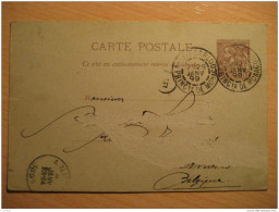MONACO Monte-Carlo 1899 To Anvers Belgium Belgie Belgique Postal Stationery Card Carte Postale France - Entiers Postaux