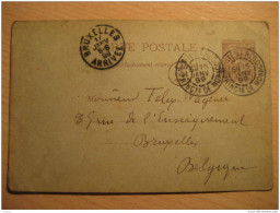 MONACO Monte-Carlo 1899 To Bruxelles Belgium Belgie Belgique Postal Stationery Card Carte Postale France - Entiers Postaux