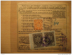 Berlin Germany 1937 To Zagreb 3 Stamp Fiscal Tax Revenue Official ... On Paketkarte Bulletin Expedition Card YUGOSLAVIA - Portomarken