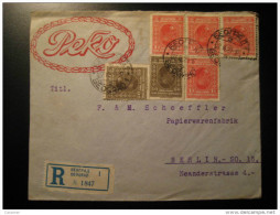 BELGRADE 1929 To Berlin Germany PAPER MILL 6 Stamp (missing One) On Registered Cover YUGOSLAVIA - Lettres & Documents