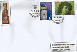 ANDORRA ESPAÑOL. Vierge De Meritxell & Archange St Michel, Lettre Année 2015 Adressée En Espagne - Cartas & Documentos