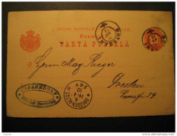 ROMANIA Botosani 1892 To Dresden Germany Allemagne Roumanie Rumania Rumanien UPU Postal Stationery Card - Cartas & Documentos