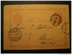 ROMANIA Bucharest 1894 To Basel Switzerland Suisse Schweiz Roumanie Rumania Rumanien UPU Postal Stationery Card - Briefe U. Dokumente