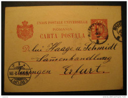 ROMANIA Bucharest 1901 To Erfurt Germany Allemagne Roumanie Rumania Rumanien UPU Postal Stationery Card - Covers & Documents