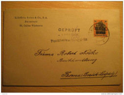 ROMANIA GERMANY OCCUPATION Bucharest 1918 To Borna Leipzig Gepruft Cancel Militar Militaire Overprinted Stamp WW1 Cover - Lettres 1ère Guerre Mondiale