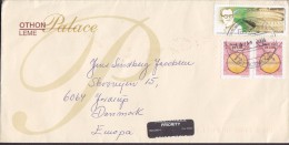 Brazil Hotel OTHON Leme Palace 2004 Cover Letra JORDRUP Denmark Drums & Ary Barroso Stamps (2 Scans) - Covers & Documents