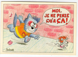 CPM       ILLUSTRATEUR    BARBEROUSSE      MOI JE NE PENSE QU A CA !    CHAT QUI COURT APRES UNE SOURIS - Barberousse