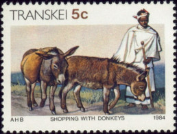 CULTURE-SHOPPING WITH DONKEYS-TRANSKEI-1984-MNH-B3-833 - Donkeys