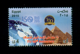 EGYPT / 2015 / ITU 150TH ANNIV. / UTI / COMMUNICATIONS / THE 3 PYRAMIDS OF GIZA / ARCHEOLOGY / EGYPTOLOGY / MNH / VF - Unused Stamps