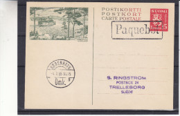 Paquebot - Finlande - Carte Postale De 1955 - Entier Postal - Oblitération Paquebot - Expédié Vers La Suède - Lettres & Documents