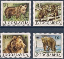 YOUGOSLAVIE, WWF, Ours. Yvert N° 2141/44 ** Neuf Sans Charniere. MNH. - Unused Stamps