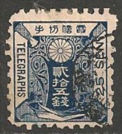 Timbres - Asie - Japon - Télégraphe - 1885 - 25  Sen - N° 8 - - Sellos De Telégrafo