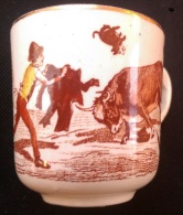 Ca. 1900 PORCELAIN CUP - ILLUSTRATED TORO - TAURIMAQUIA - BULL FIGHTING - Otros & Sin Clasificación