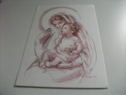 ILLUSTRATORE ZANDRINO MADONNA CON BAMBINO UCELLINO - Zandrino