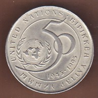 AC - KAZAKHSTAN 20 TENGE 50th ANNIVERSARY Of THE UNITED NATIONS 1945 - 1995 COMMEMORATIVE COIN  VF+ KM#12 - Kasachstan