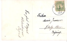 CPA-1918-Timbre Gustav V 5 Ore YT 62-Sverige-Suède-Cachet Perlé De Köping-Glad Pingst-femme Au Panier De Fleurs (scan) - Briefe U. Dokumente