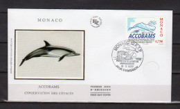 MONACO FDC En Soie De 2002 N° YT 2342 " ACCOBAMS / DAUPHIN " En PARFAIT état ! - Delfines