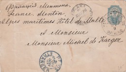 1893 LETTRE. RUSSIE POUR MENTON. ENTIER 10K. ENTRÉE PARIS ETRANGER  / 6942 - Cartas & Documentos