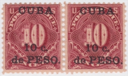 1899-161 CUBA US OCCUPATION. 1899. Ed.4 10c TASAS POR COBRAR. POSTAGE DUE. PAREJA GOMA ORIGINAL TONALIZADA. - Ungebraucht