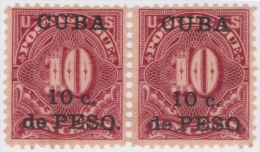 1899-162 CUBA US OCCUPATION. 1899. Ed.4 10c TASAS POR COBRAR. POSTAGE DUE. PAREJA GOMA ORIGINAL TONALIZADA. - Nuovi