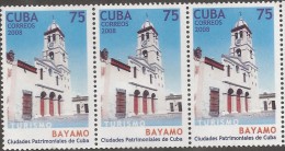 E)2008 CUBA, BAYAMO, TURISM, HERITAGE CITIES, STRIP OF 3, MNH - Ongebruikt