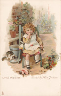TUCK #6753; Little Mischief, Girl In Chair, Cat Lapping Milk From Dish, Doll By Helen Jackson, PU-1906 - Vertellingen, Fabels & Legenden