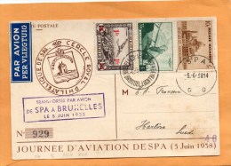 Belgium 1938 Air Mail Card Mailed - Autres & Non Classés