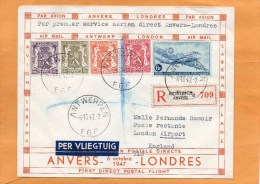 Belgium 1947 Air Mail Cover Mailed To UK - Autres & Non Classés