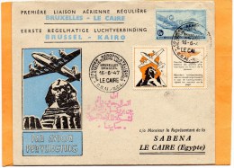 Belgium 1947 Air Mail Cover Mailed To Egypt - Autres & Non Classés