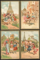 4 Chromos Au Bon Marché /nouveautés/ Paris, «expo Universelle 1889 - Différents Villages» - Au Bon Marché