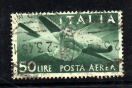 BIN244 - ITALIA 1945 , Posta Aerea Il 50 Lire Verde N. 132  Usato . - Poste Aérienne