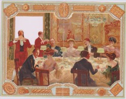 PUB LU - LEFEVRE UTILE - Calendrier , Chromo 1907 - A TABLE , Complet 4 Volets 1 Er Semestre - Formato Piccolo : 1901-20