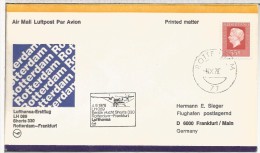 HOLANDA CC PRIMER VUELO ROTTERDAM FRANKFURT 1978  AL DORSO LLEGADA - Airmail