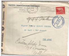 ITALIA 1945 ROMA CC  A USA TO LIONEL PERERA BANKER CON CENSURA AL DORSO LLEGADA - Altri & Non Classificati