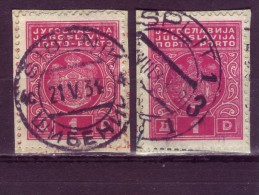 PORTO-COAT OF ARMS-1 DIN-TYPE II-POSTMARK-SPLIT-SPALATO-ŠIBENIK-CROATIA-YUGOSLAVIA-1931 - Strafport