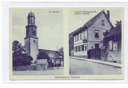 6236 ESCHBORN, Lerbensmittelgeschäft Johann Debus, Evangelische Kirche - Hofheim