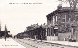 JEUMONT - La Gare (Vue Intérieure) - Superbe Carte Très Animée Avec Locomotive à Vapeur à Quai - Jeumont