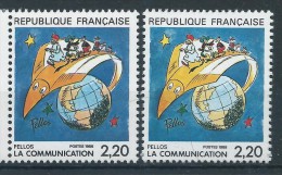 [14] Variété : N° 2503 Communication Pellos Double-frappe Du Noir +  Normal  ** - Neufs