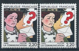 [14] Variété : N° 2503 Communication Tardi Visage Et Main Jaune Au Lieu De Rose +  Normal  ** - Unused Stamps