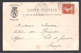 Cachet  BORDEAUX A BUENOS AYRES  1°   L J  N° 5  Sur Carte De Rio De Janeiro ( 2 Scans ) - Schiffspost