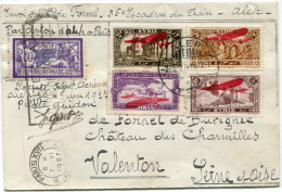 SYRIE LETTRE AFFRANCHISSEMENT MIXTE SYRIE/FRANCE DEPART ALEP 2-6-27 POUR LA FRANCE (signée Par Le Pilote GUIDON) - Storia Postale