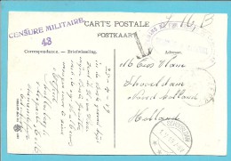 Kaart Verzonden ADINKERKE, Stempel CHEMINS DE FER BELGES DE CAMPAGNE /TRACTION Et MATERIEL +censure Naar SCHOORLDAM (NL) - Cartas & Documentos