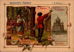 CHROMO BISCUITS PERNOT...RUSSIE..ABATAGE DES ARBRES - Pernot