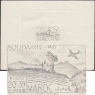 Maroc 1948 Y&T PA 66. Épreuve D´atelier. Œuvres De Solidarité. Agriculture. Avion Survolant Les Sillons, Tracteur - Agriculture